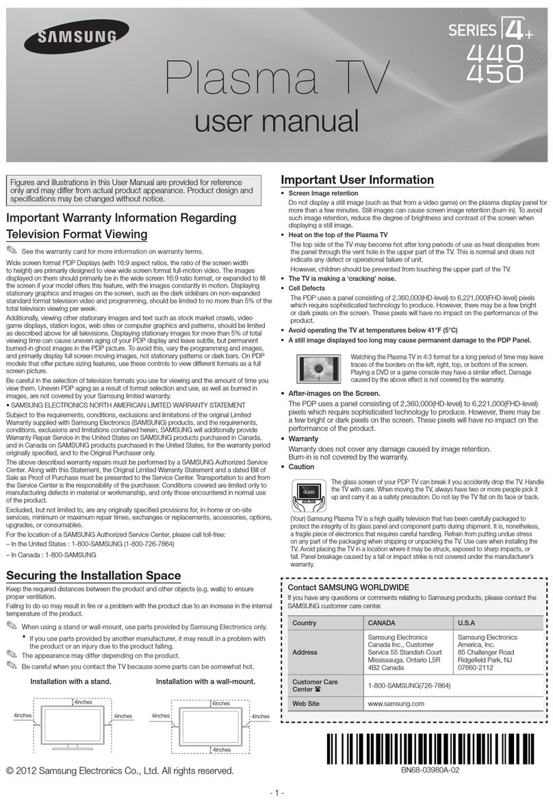 Samsung Plasma TV User manual Samsung Plasma TV User manual