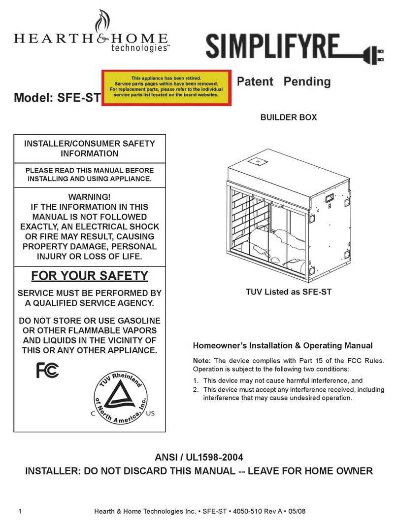 Hearth and Home Technologies Simplifyre SFE-ST Installation instructions Hearth and Home Technologies Simplifyre SFE-ST Installation instructions