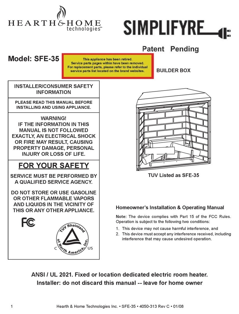 Hearth and Home Technologies Simplifyre SFE-35 Installation instructions Hearth and Home Technologies Simplifyre SFE-35 Installation instructions