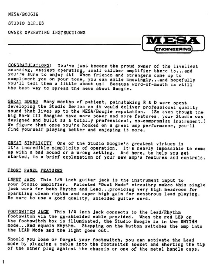 Mesa/Boogie Three Channel Dual & Triple Rectifier Solo... Operation manual