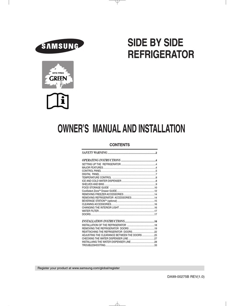 Samsung Side-By-Side Refrigerator Owner's manual and installation