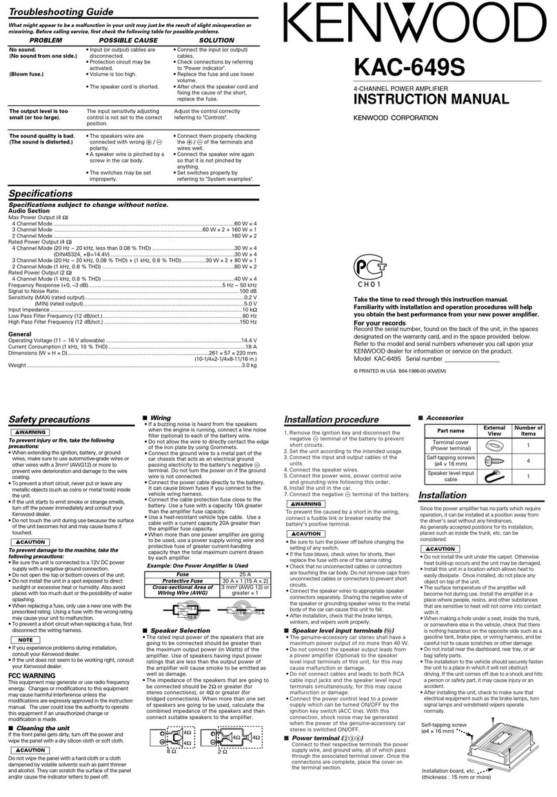 Kenwood KAC-649S User manual
