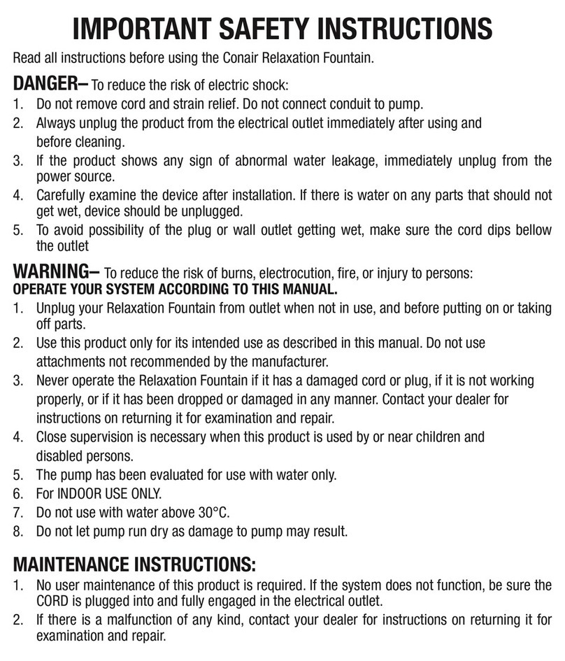 Conair Relaxation Fountain User manual