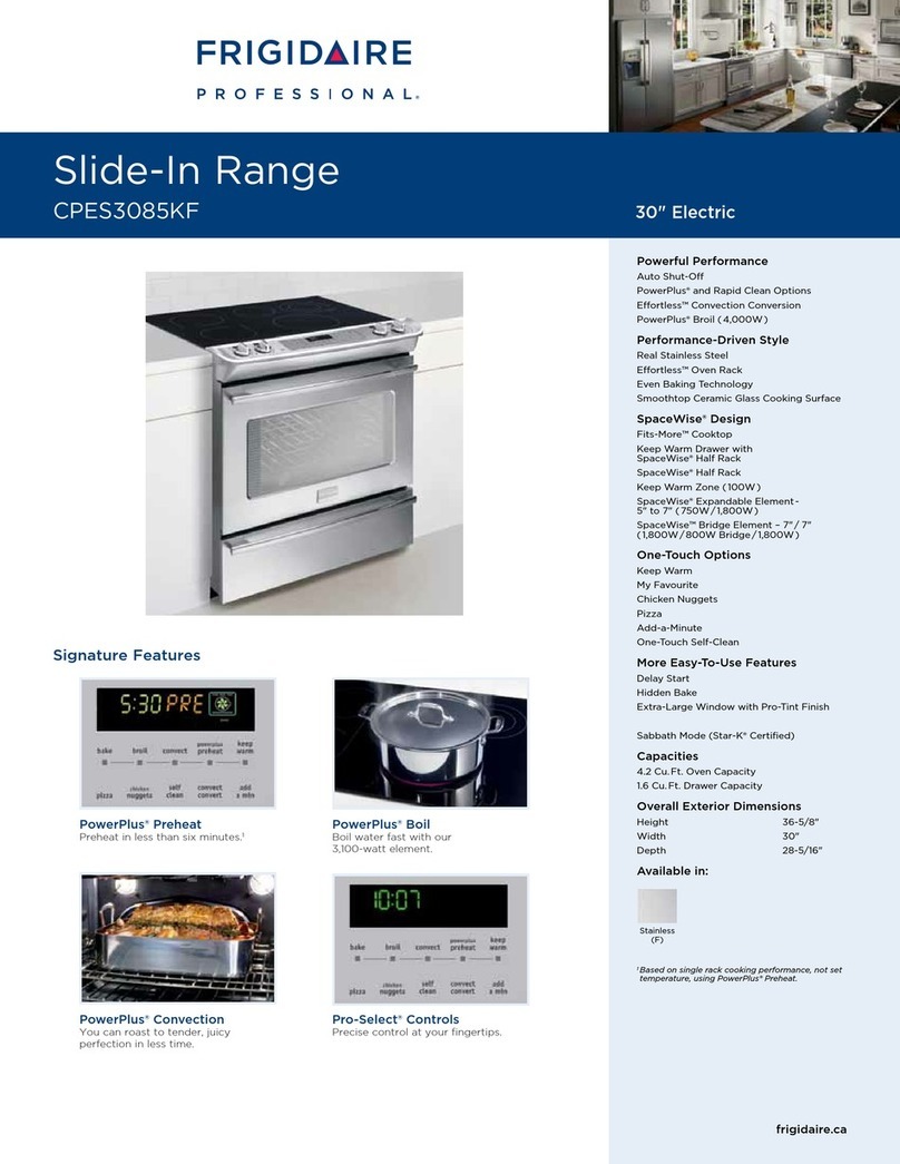 Frigidaire CPES3085KF Installation and operation manual