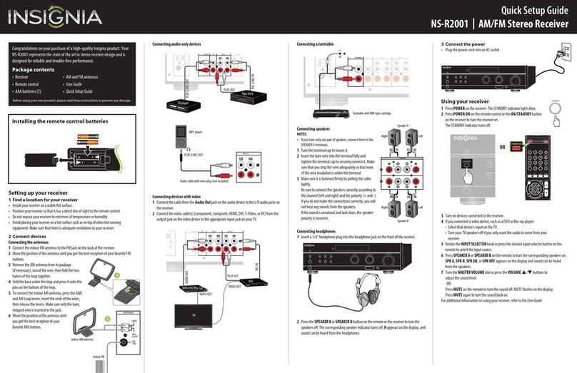Insignia NS-R2001 Quick setup guide