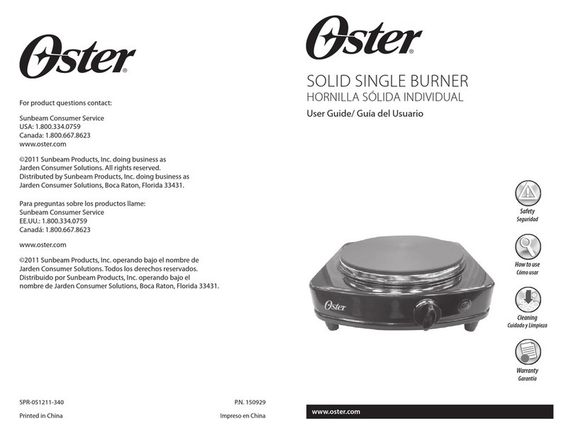 Oster Solid Single burner user guide
