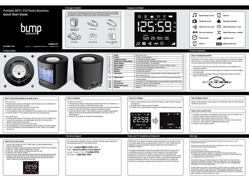 Aluratek bump AMS01F quick start guide