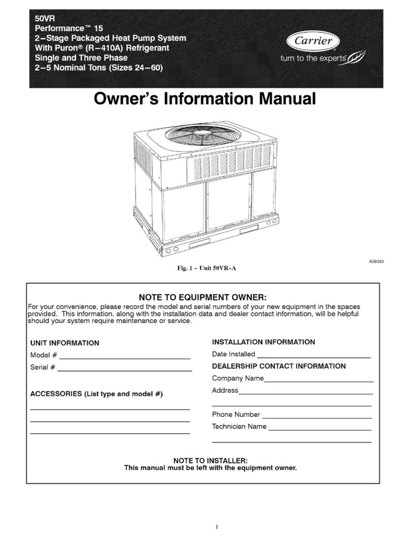 Carrier Performance 15 Owner's information manual