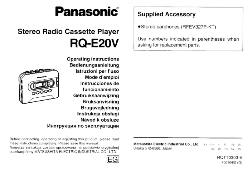 Panasonic RQE20V - PERSONAL STEREO-LOW User manual