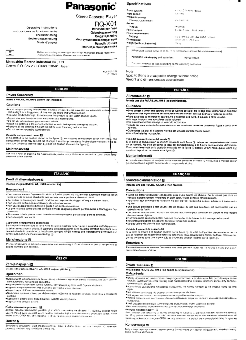 Panasonic RQ-X01 operating instructions