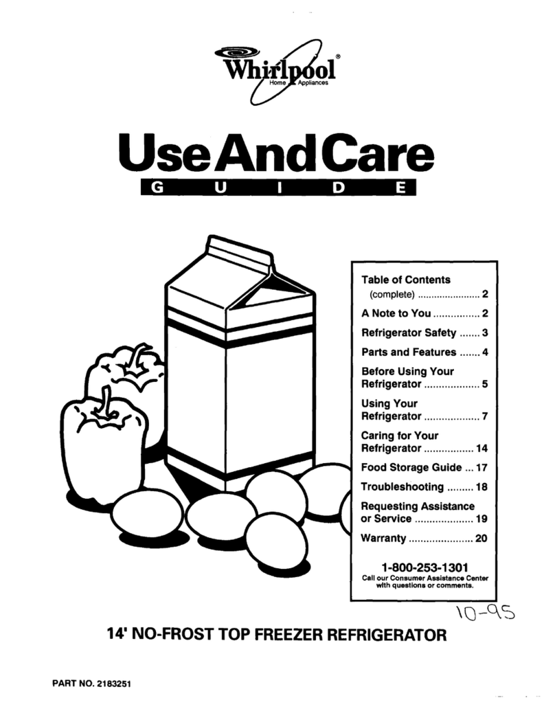 Whirlpool NO-FROST TOP FREEZER REFRIGERATOR User manual