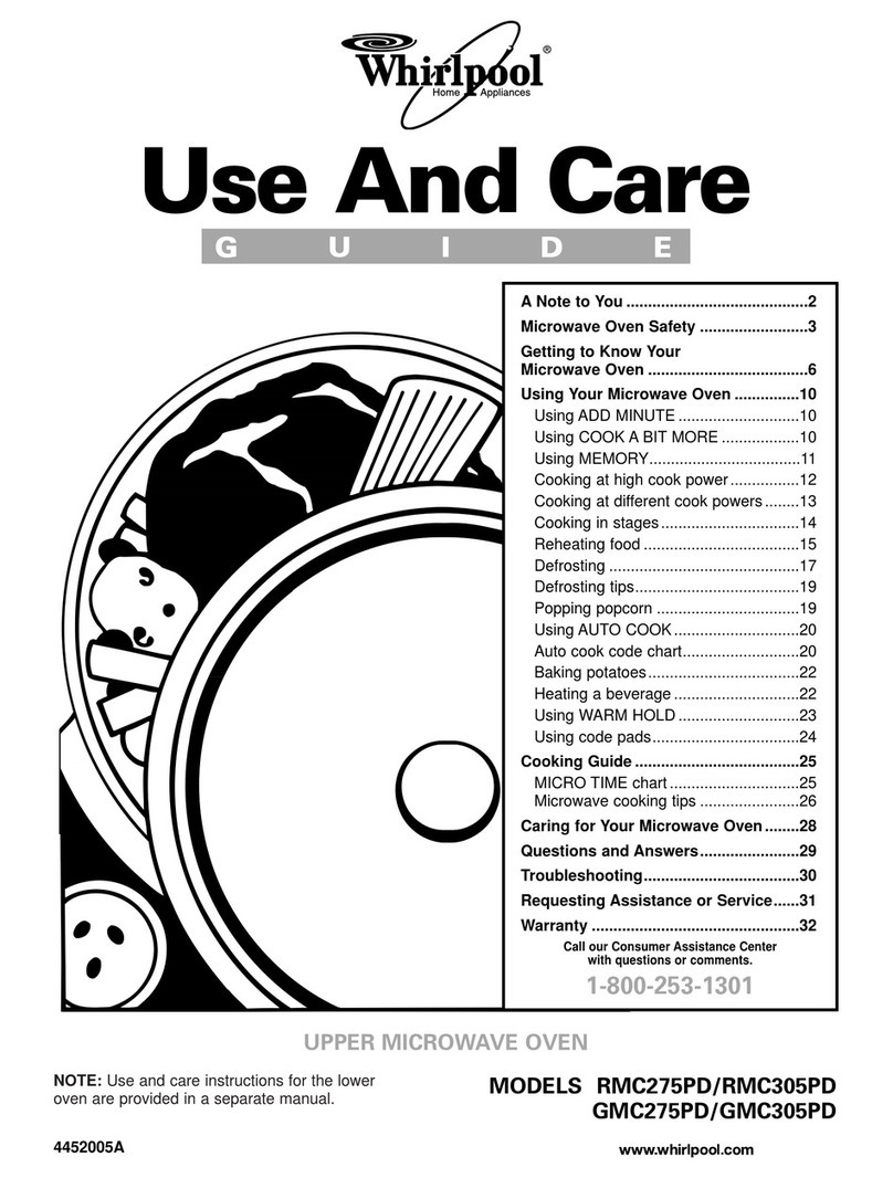 Whirlpool RMC275PD Use and care guide