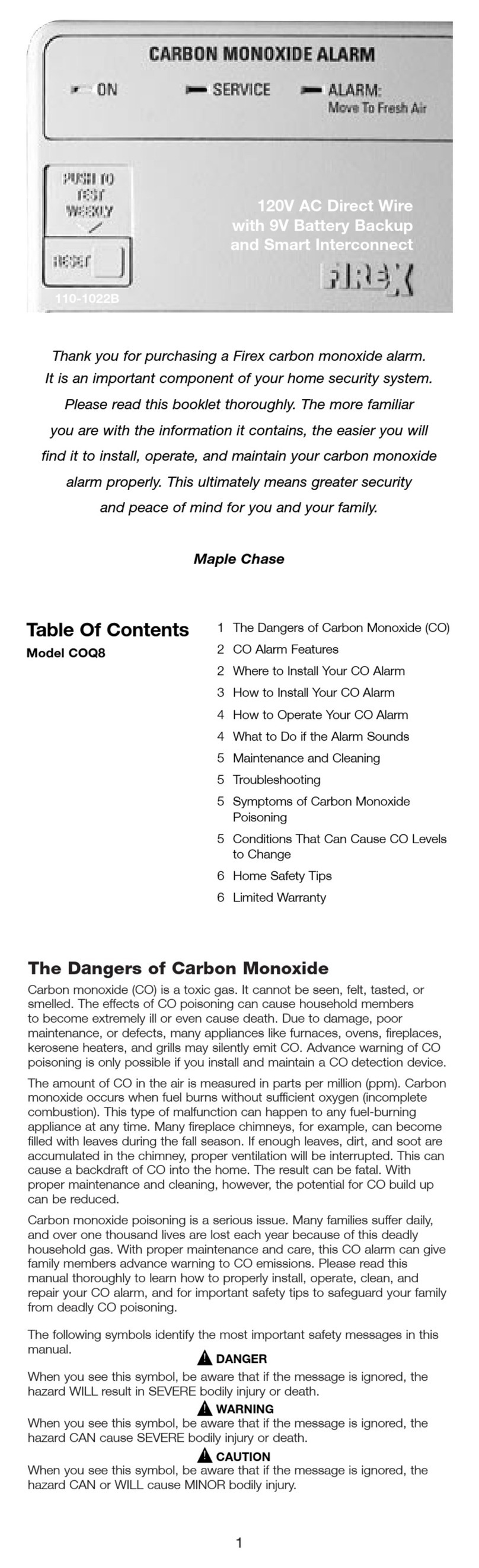 Firex COQ8 User manual