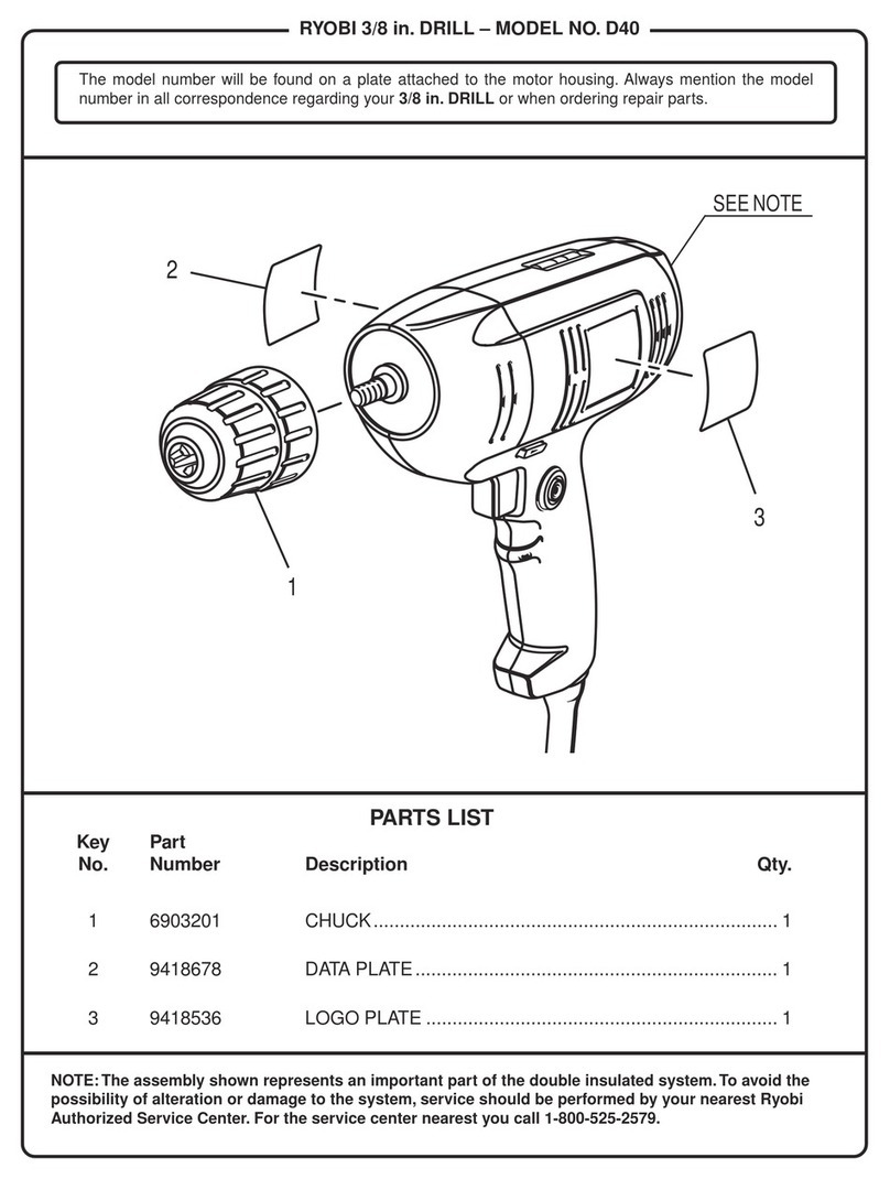 Ryobi D40 Parts Breakdown Ryobi D40 Parts Breakdown