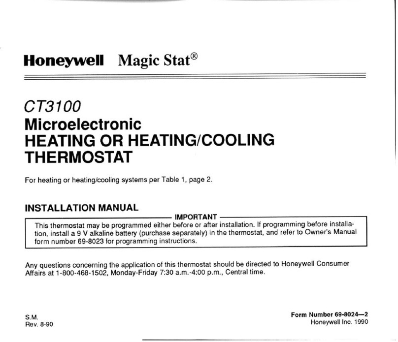 Honeywell Magic Stat CT3100 User manual