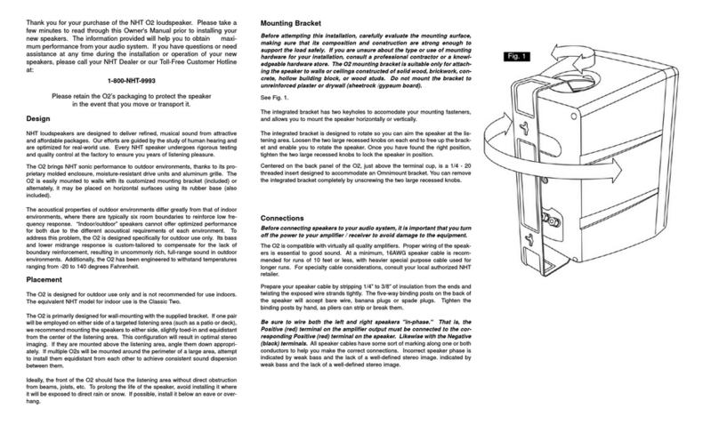 NHT O2 User manual
