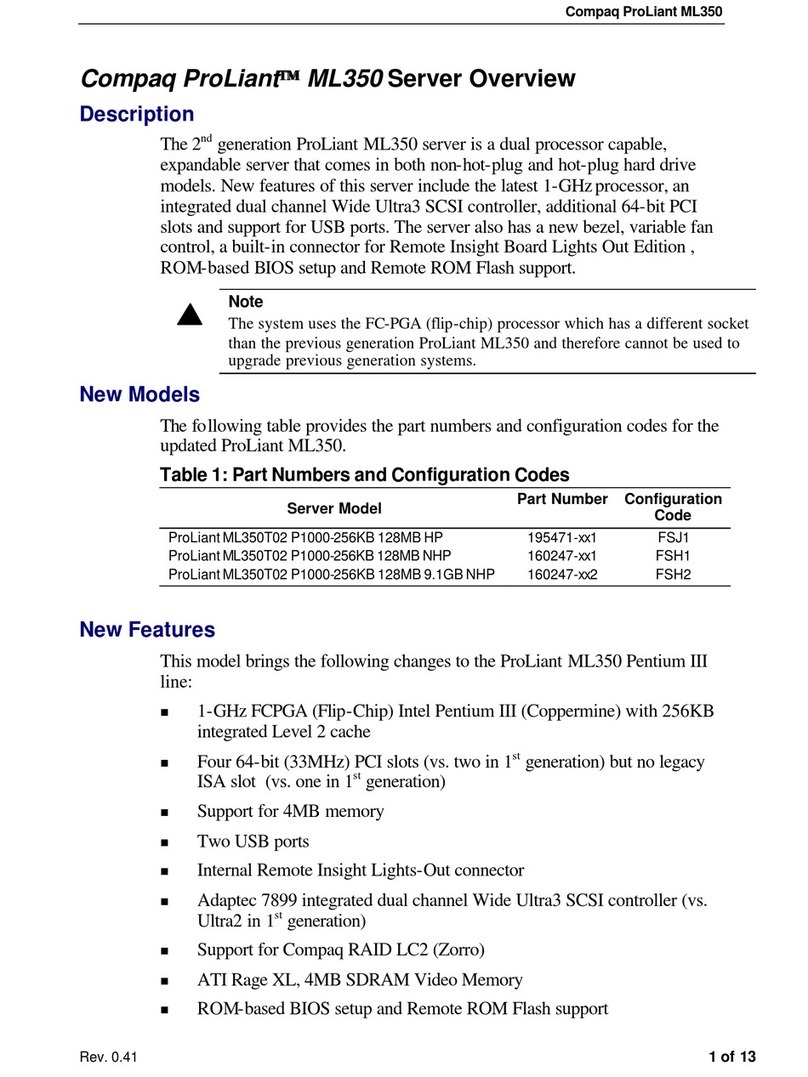 Compaq ML350 - ProLiant - G2 User manual