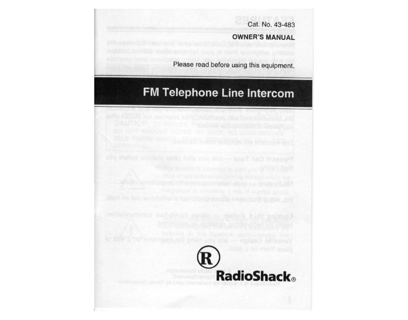 Radio Shack FM Telephone Line Intercom User manual