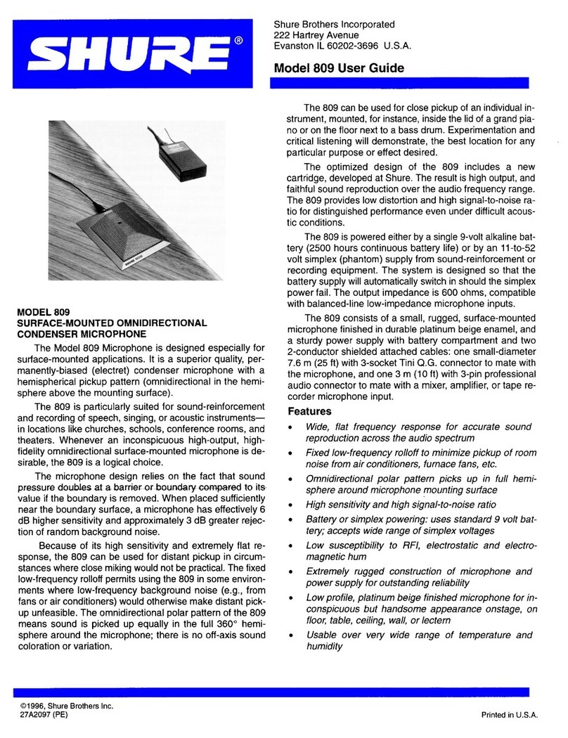 Shure 809 User manual