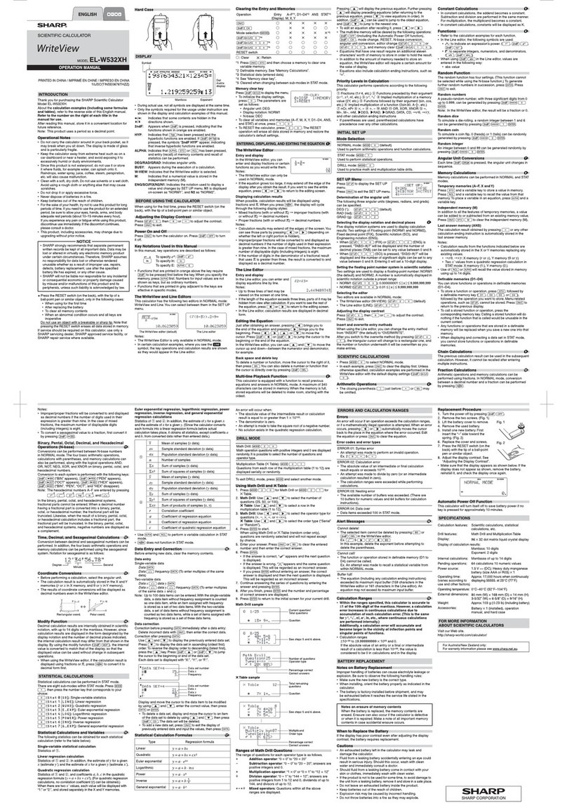 Sharp WriteView EL-W532XH User manual