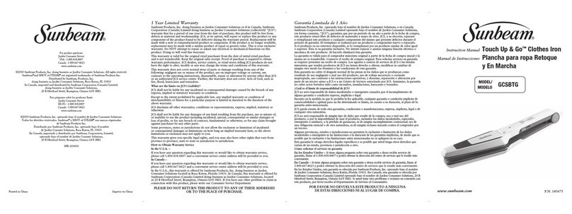 Sunbeam GCSBTG instruction manual