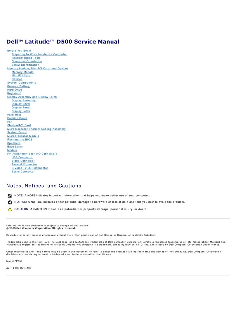 Dell Latitude D500 Service manual