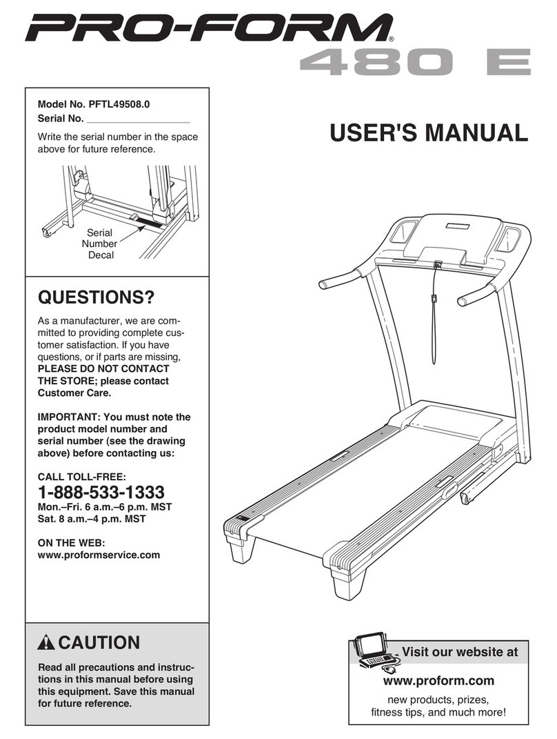 Pro-Form 480 E Treadmill User manual