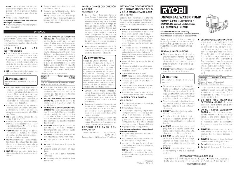 Ryobi A113UWP Operator's manual