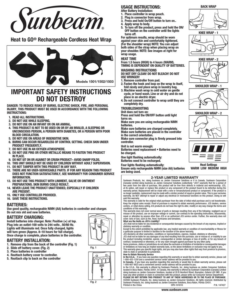 Sunbeam 1501 instruction manual