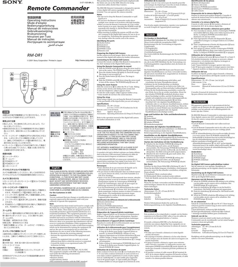 Sony RM-DR1 User manual