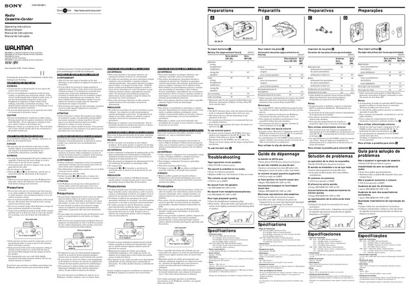Sony Walkman WM-SR1 User manual
