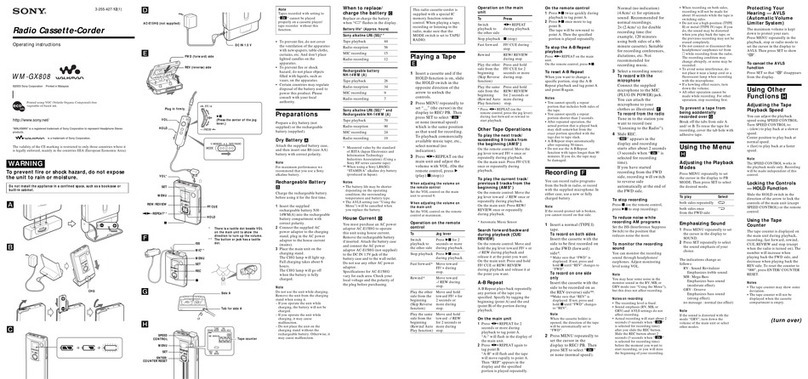 Sony Walkman WM-GX808 User manual Sony Walkman WM-GX808 User manual