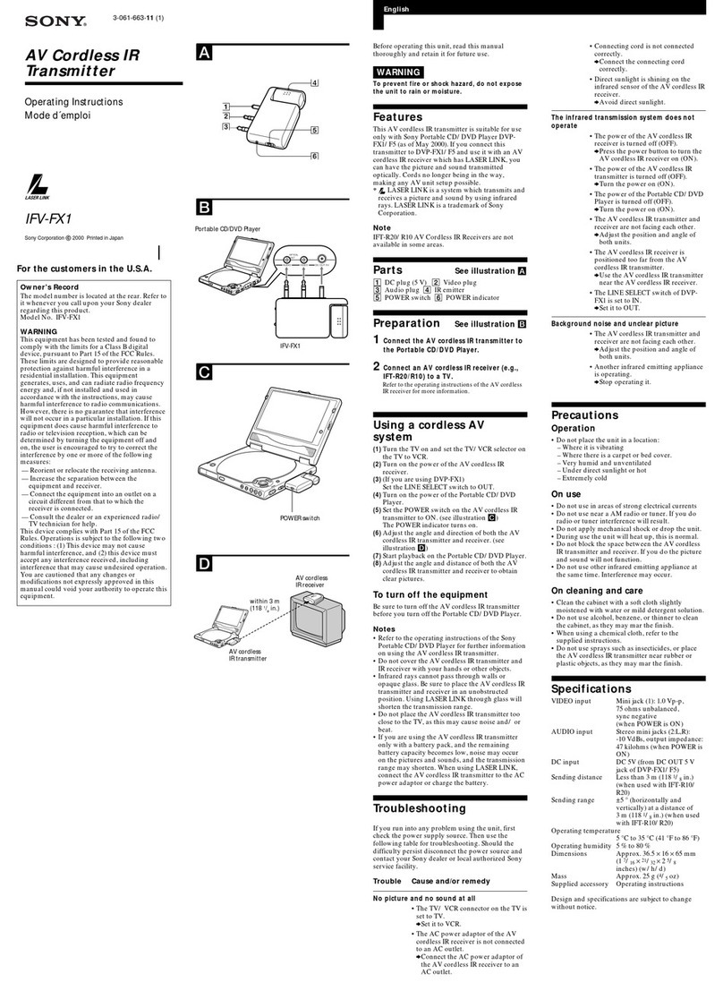 Sony IFV-FX1 User manual