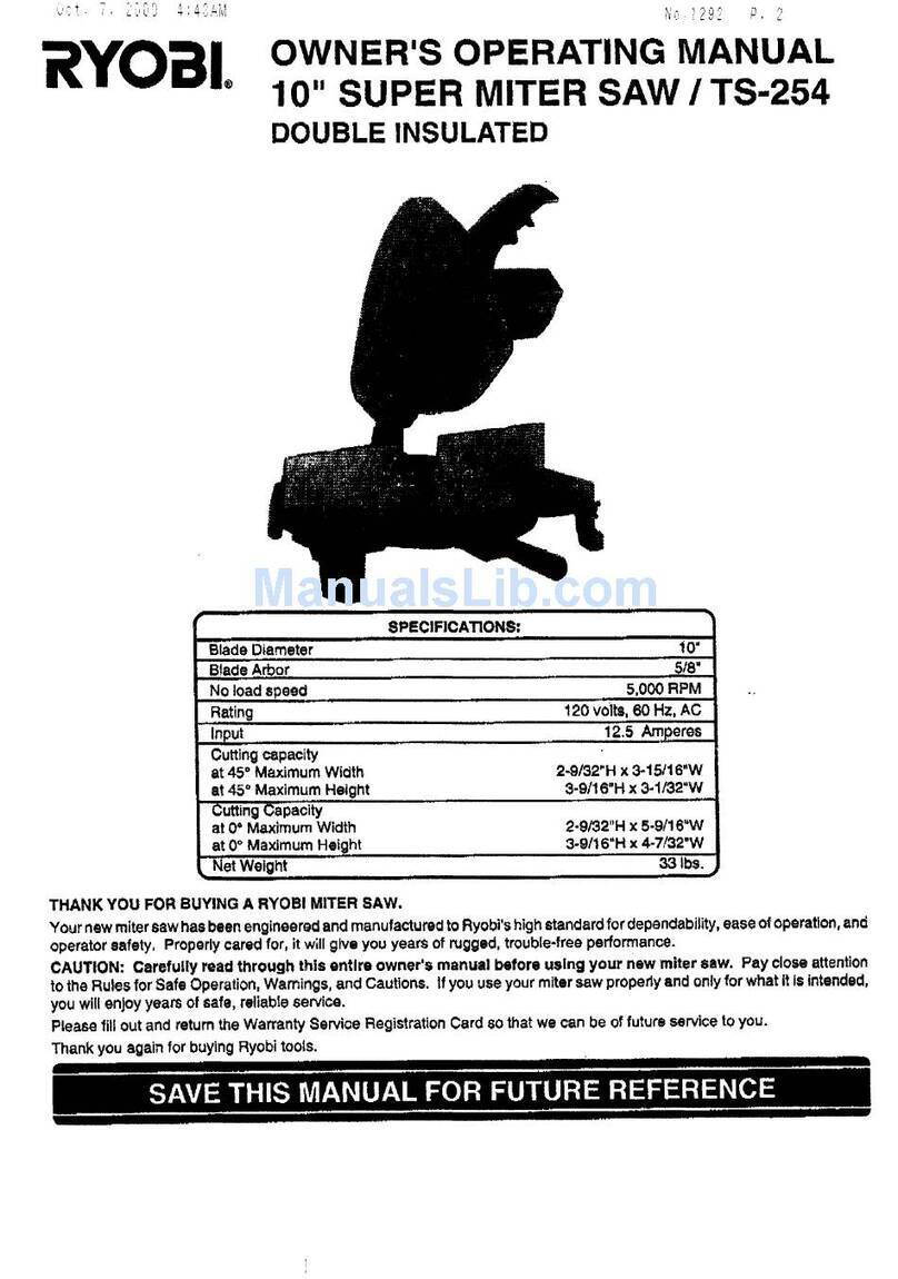 Ryobi TS254 Operator's manual