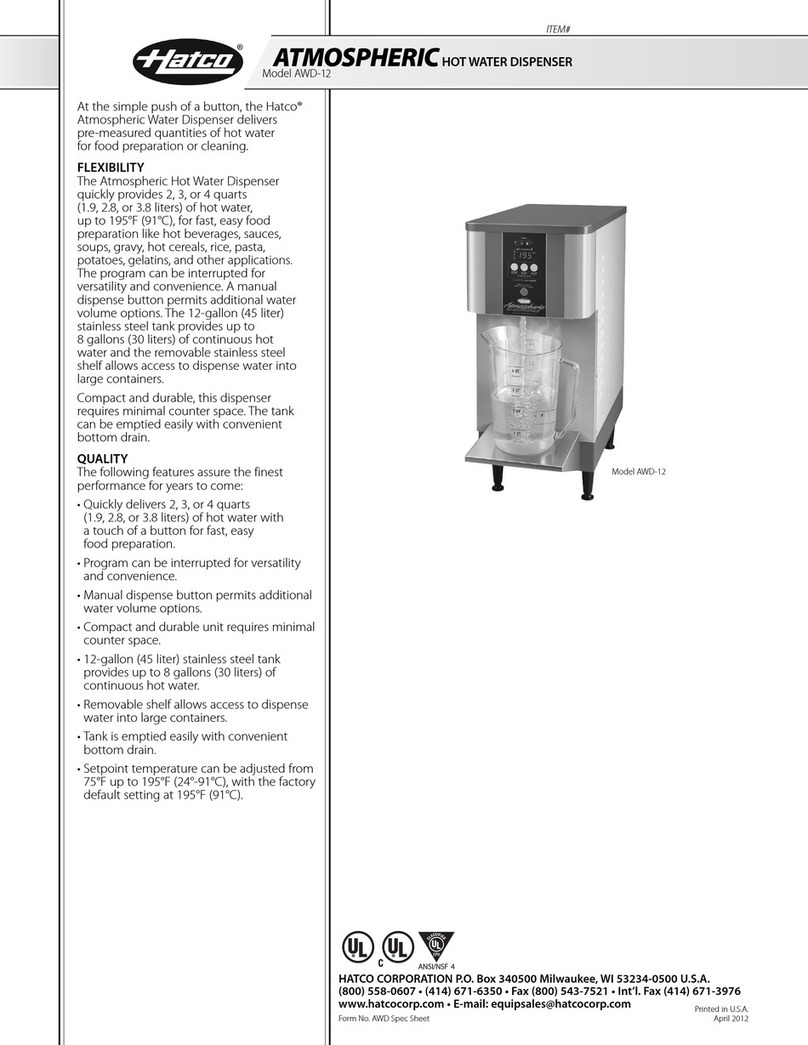 Hatco ATMOSPHERIC AWD-12 Series Specifications