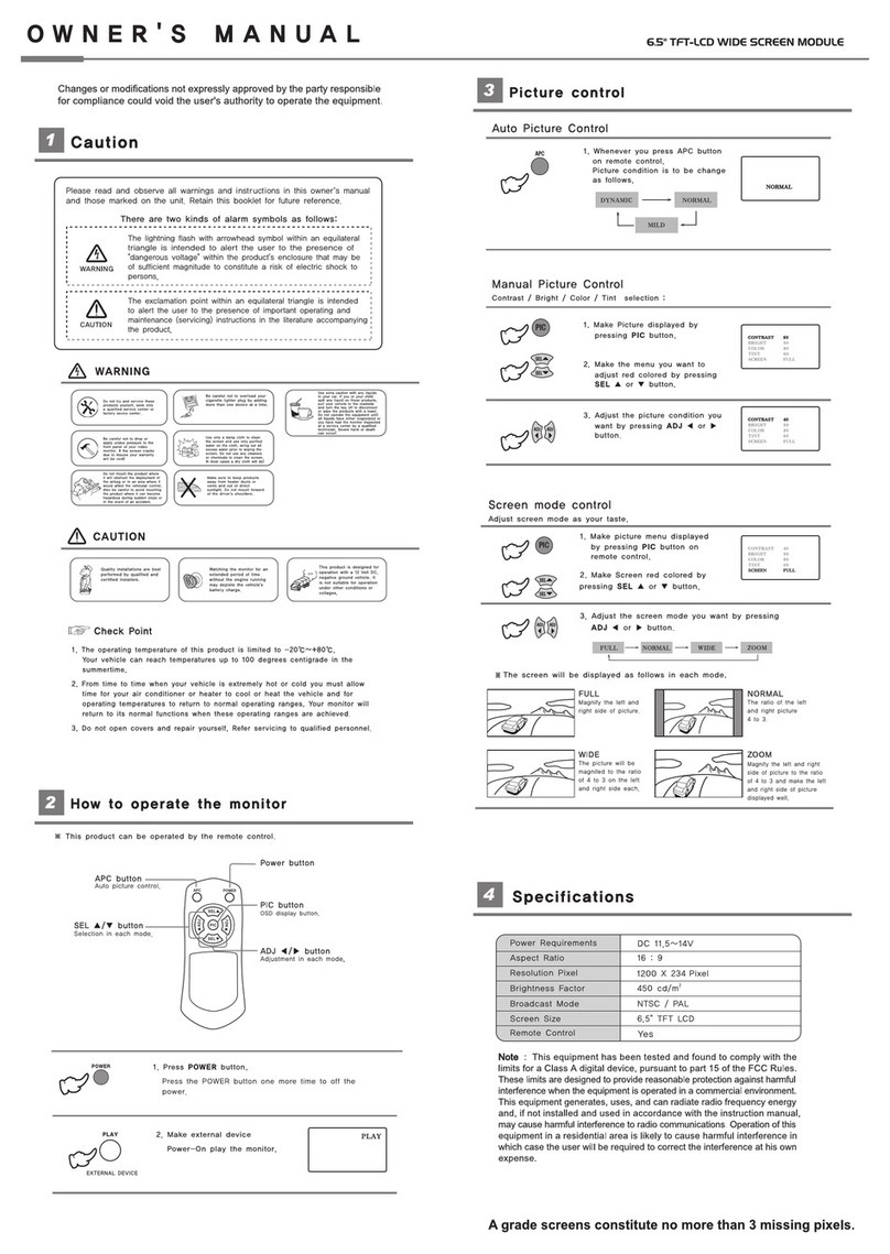 Farenheit 6.5" TFT-LCD Wide Screen Module owner's manual