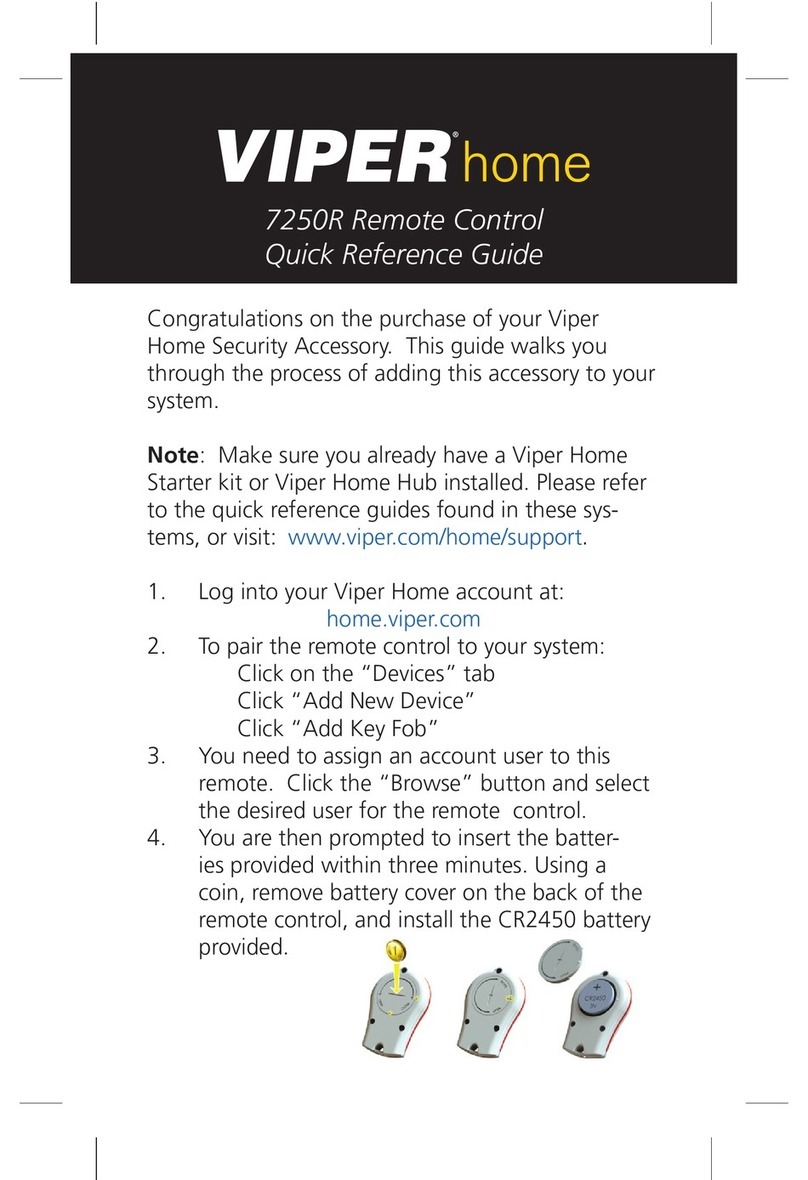 Viper home 7250R Quick reference guide