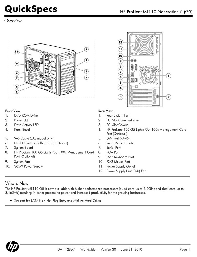 HP ProLiant ML110 Generation 5 (G5) User instructions
