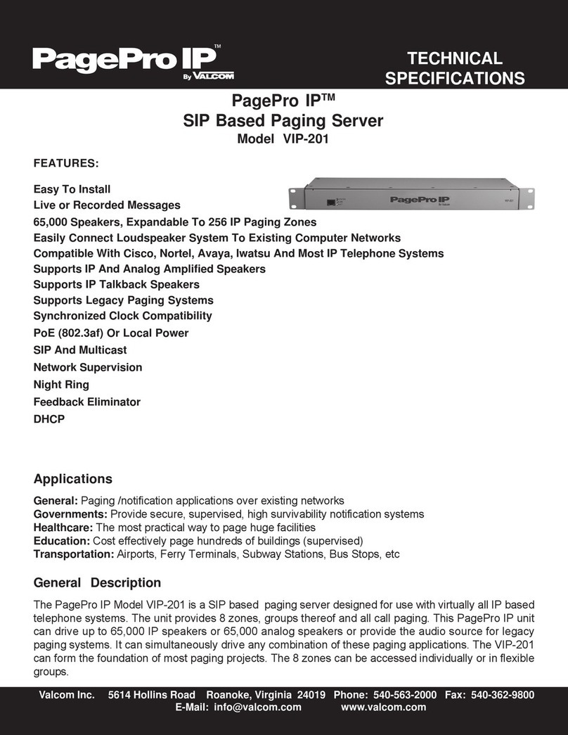 Valcom VIP-201 specification