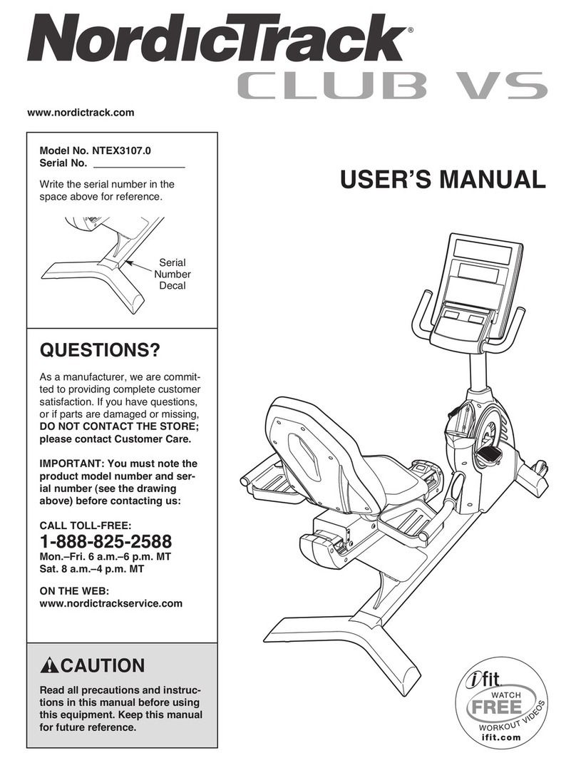 NordicTrack Club VS NTEX3107.0 User manual
