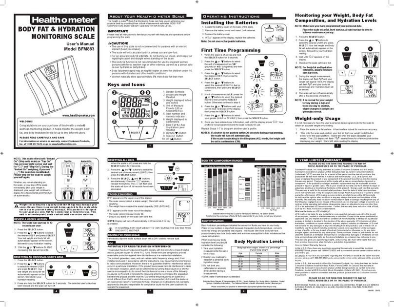 Health O Meter BFM883 user manual
