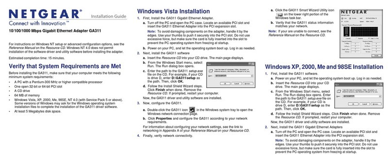 NETGEAR GA311 - Gigabit PCI Adapter User manual