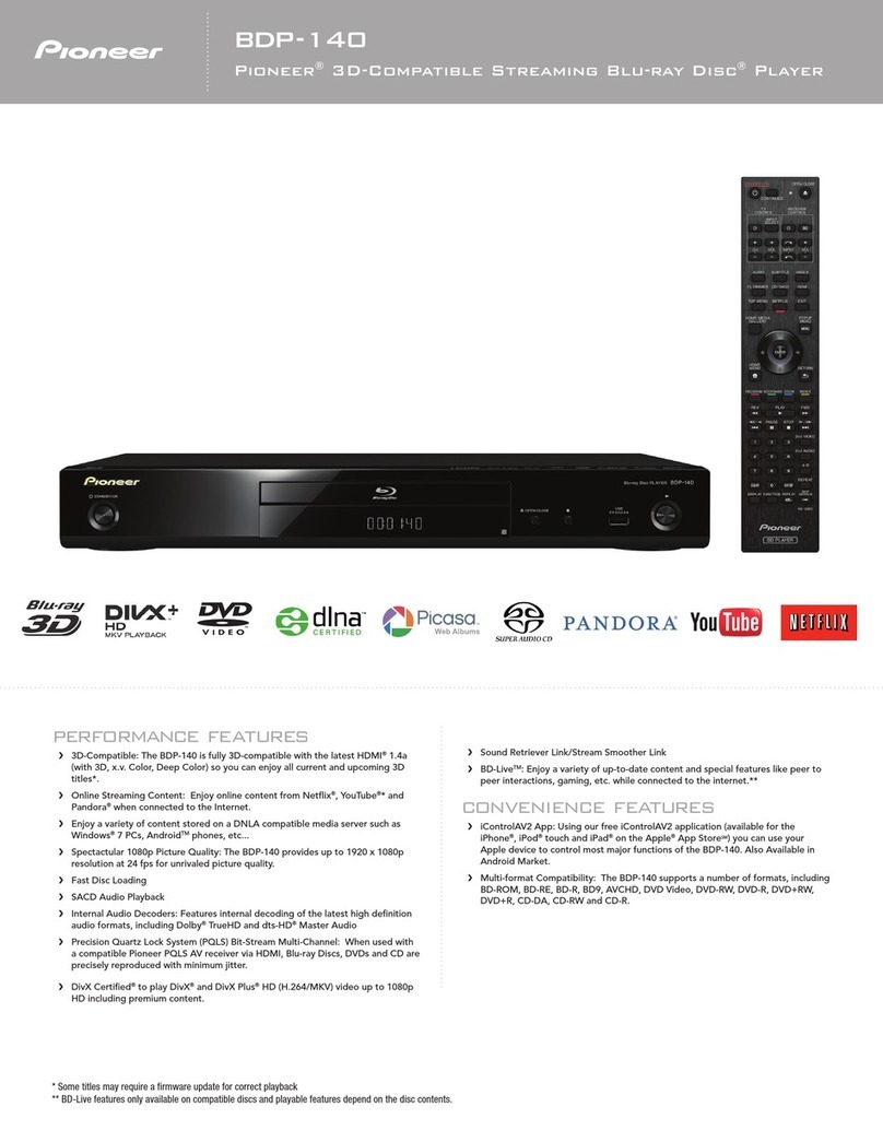 Pioneer BDP-140 Installation and operation manual