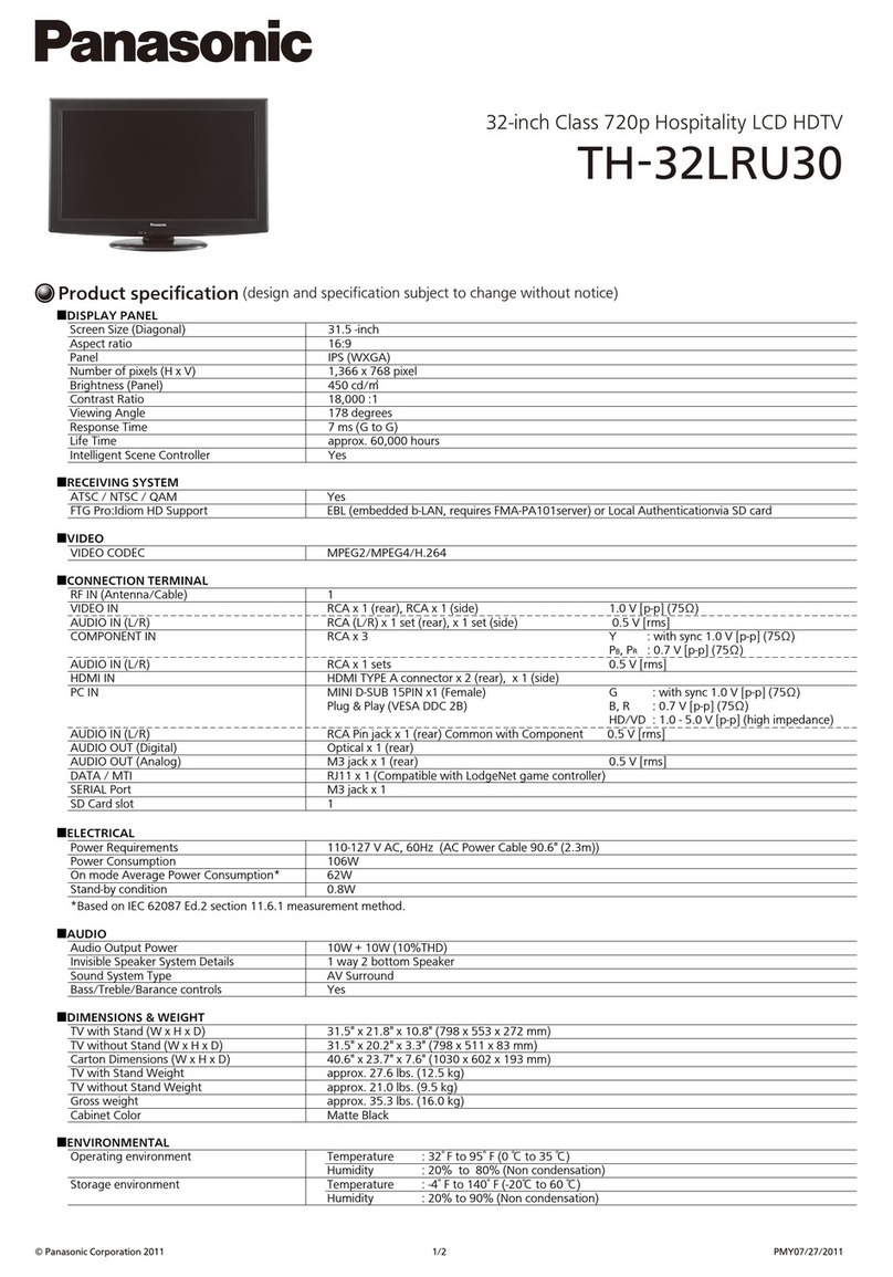 Panasonic TH-32LRU30 Owner's manual
