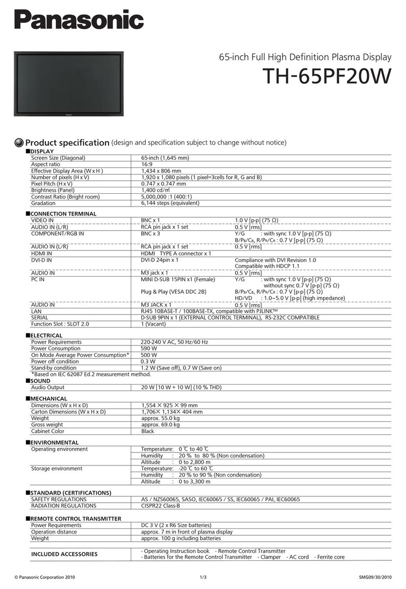 Panasonic TH-65PF20W User manual