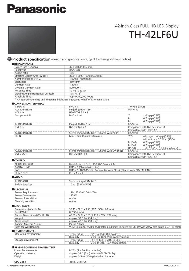 Panasonic TH-42LF6U Product specification