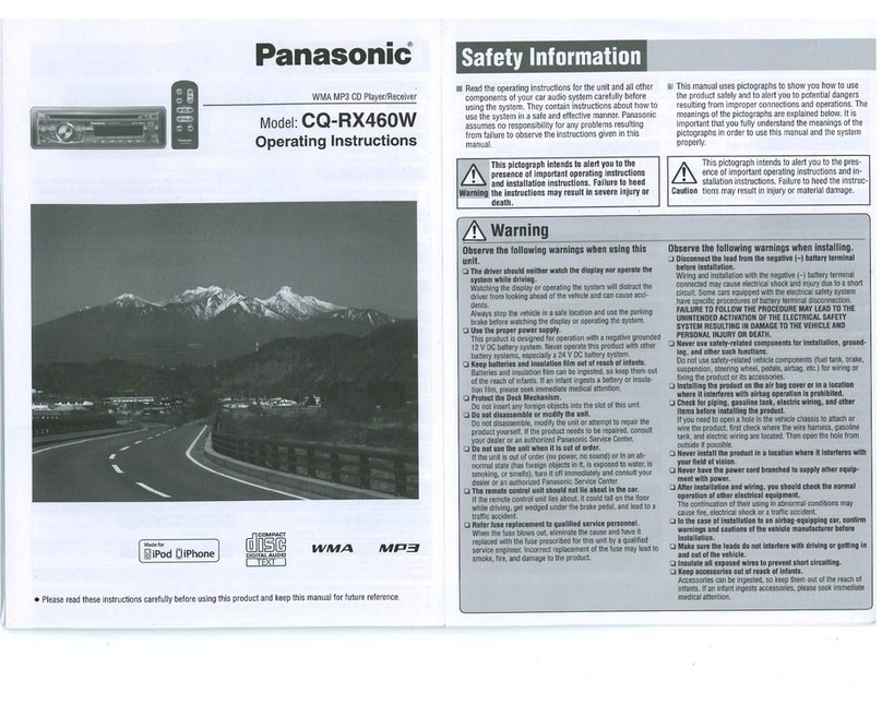 Panasonic CQ-RX460W operating instructions