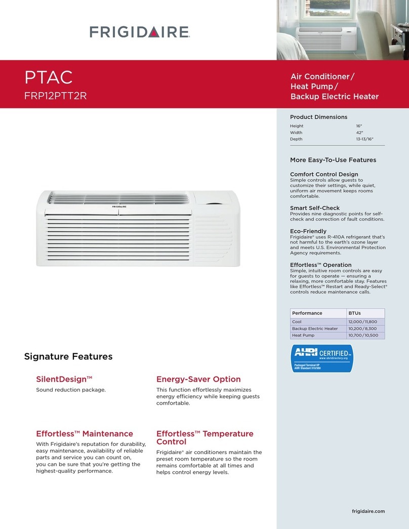 Frigidaire PTAC FRP12PTT2R User manual