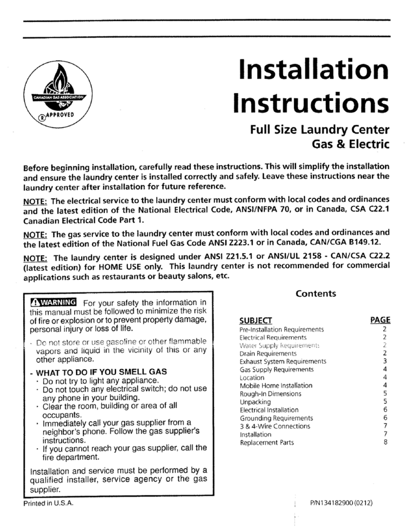 Frigidaire FLSG62MRFS4 User manual