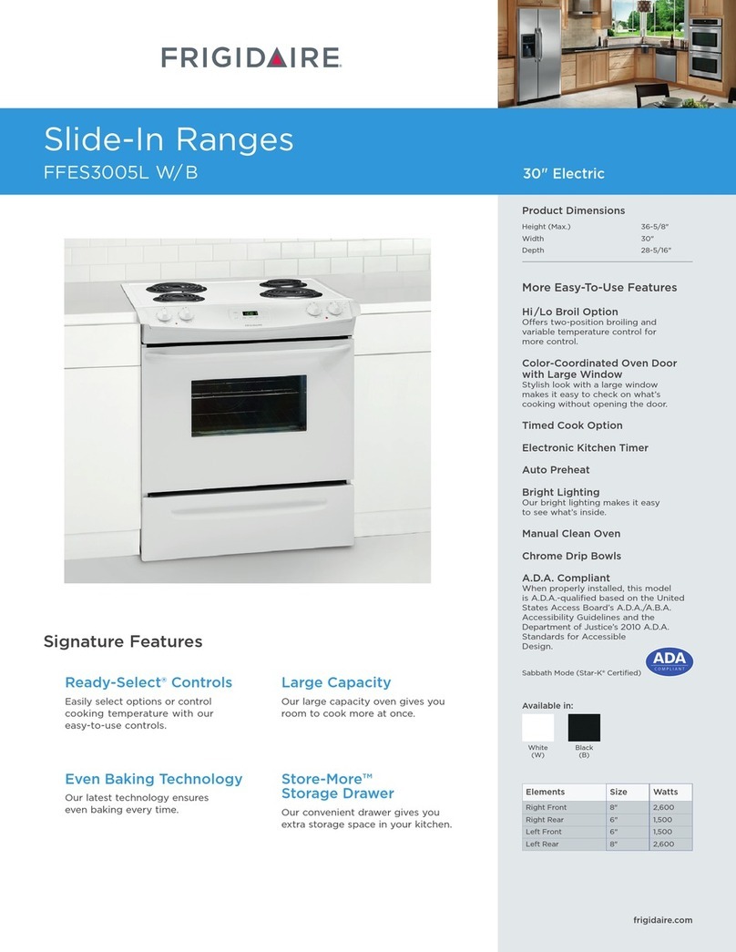 Frigidaire FFES3005LW Instruction sheet